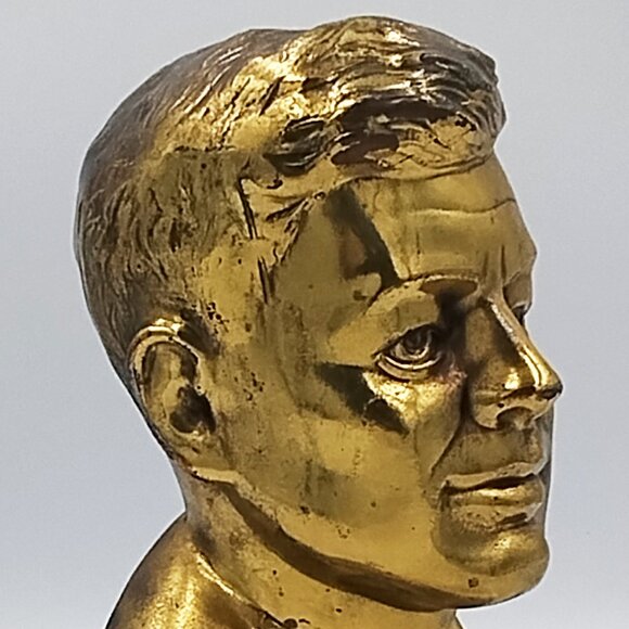 1960s John F. Kennedy JFK Bust Sculpture in Bronze and Marble. Made in USA - Picture 9 of 9